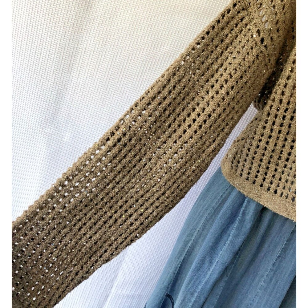 Blue Rain x Francescas Brown Sequin Mesh Cropped Sweater Size L - Picture 5 of 16
